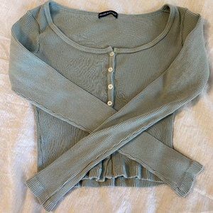 Brandy Melville Green Long Sleeve Zelly Top